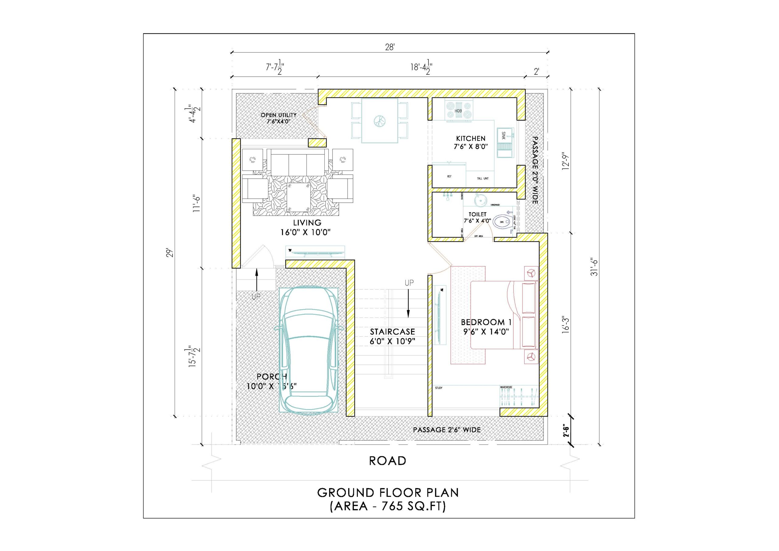 DUPLEX HOUSE PLAN 30 x 30| EAST FACING |