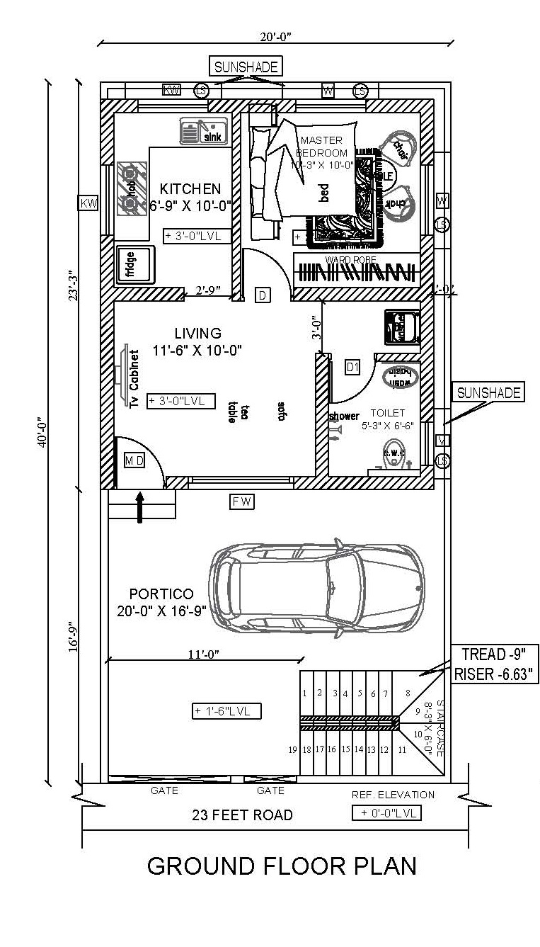 HOUSE PLAN 20 x 40 | NORTH FACING |