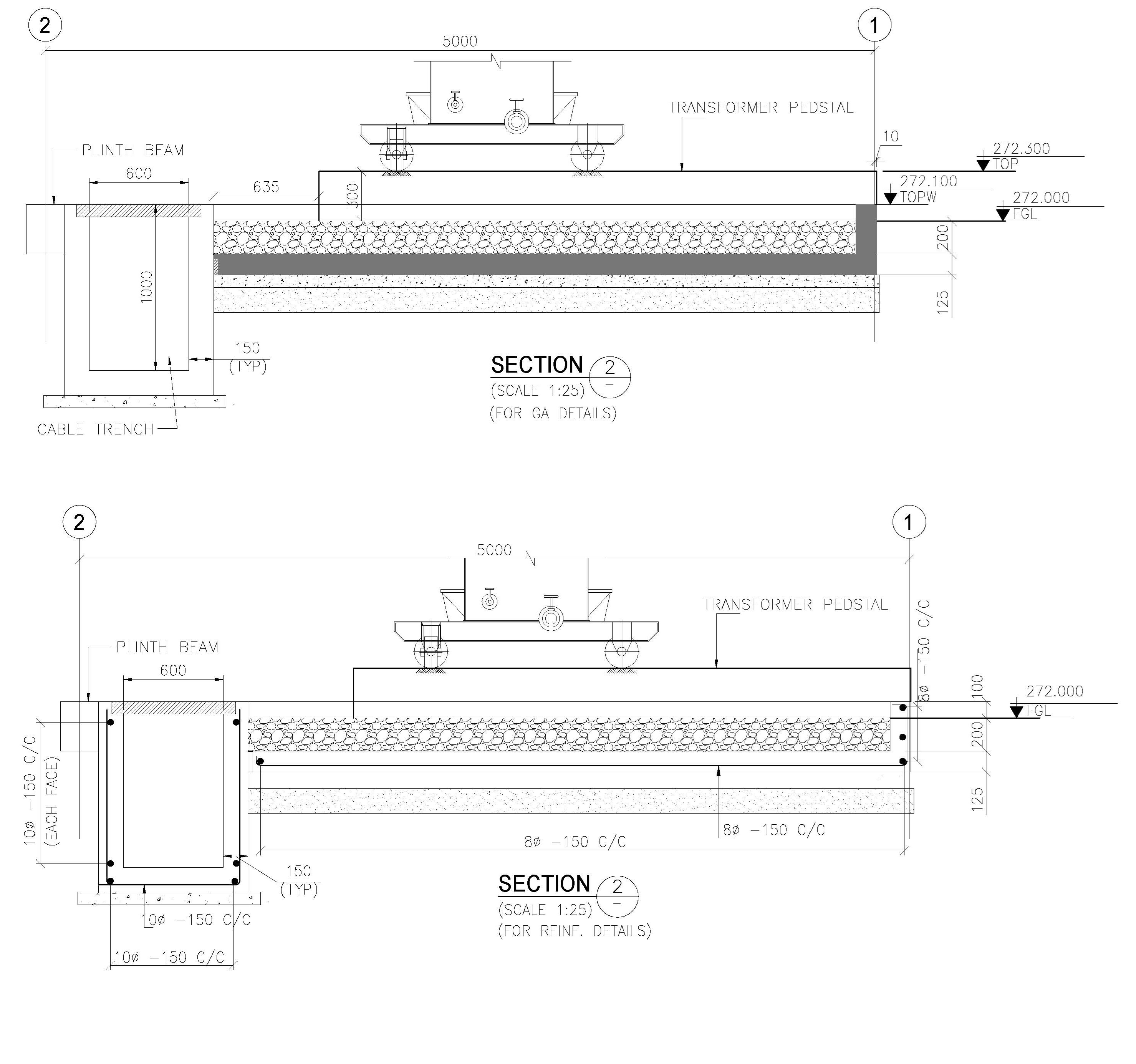 Transformer Foundation with Soak Pit Layout and Details