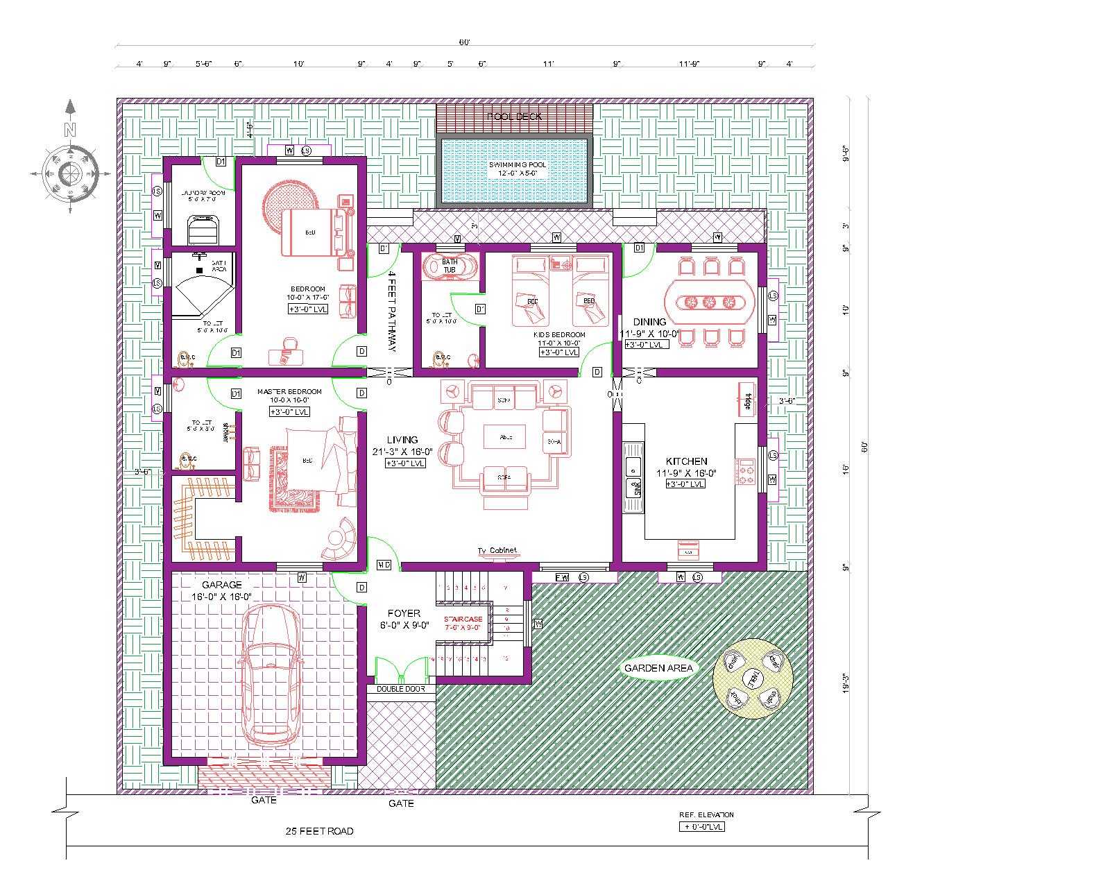 HOUSE PLAN 60 x 60 | SOUTH FACING |