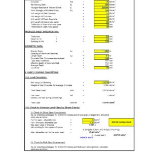 Design Calculation of Metal Decking Roof Slab