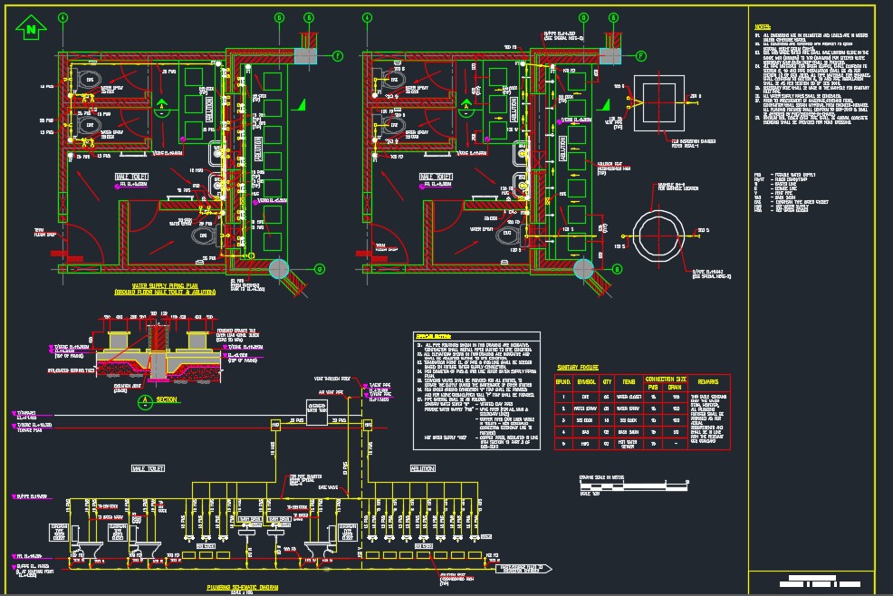 Plumbing layout and Detail Drawing - Admin Building