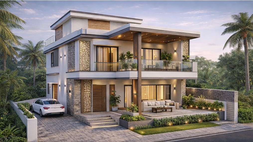 East Facing 38×56 House Plan – Ground & First Floor Design with 3BHK + Home Theatre