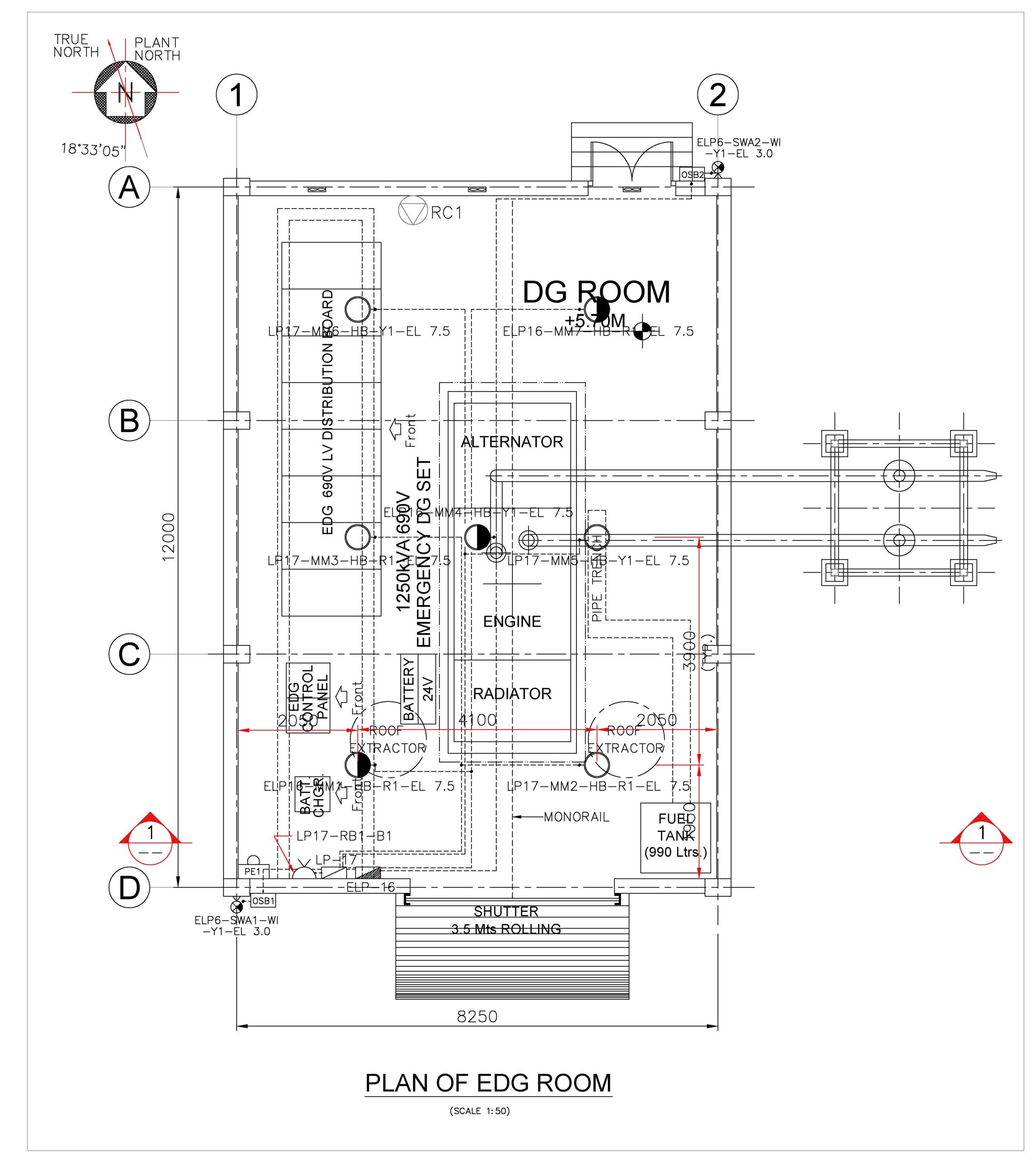 EDG Building Power Cable Layout with MTO Guide