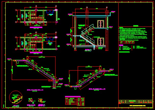 RCC Staircase CAD Drawing with Reinforcement Details