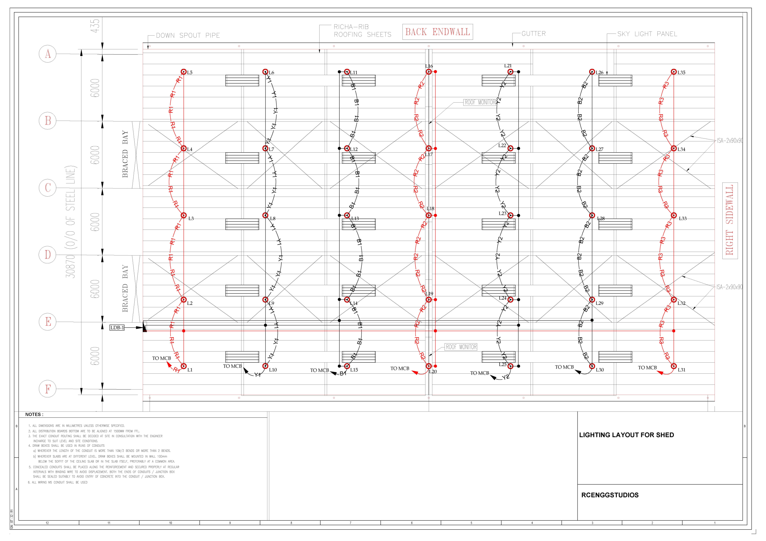Lighting Layout for Industrial Shed – Complete Electrical Drawing Guide